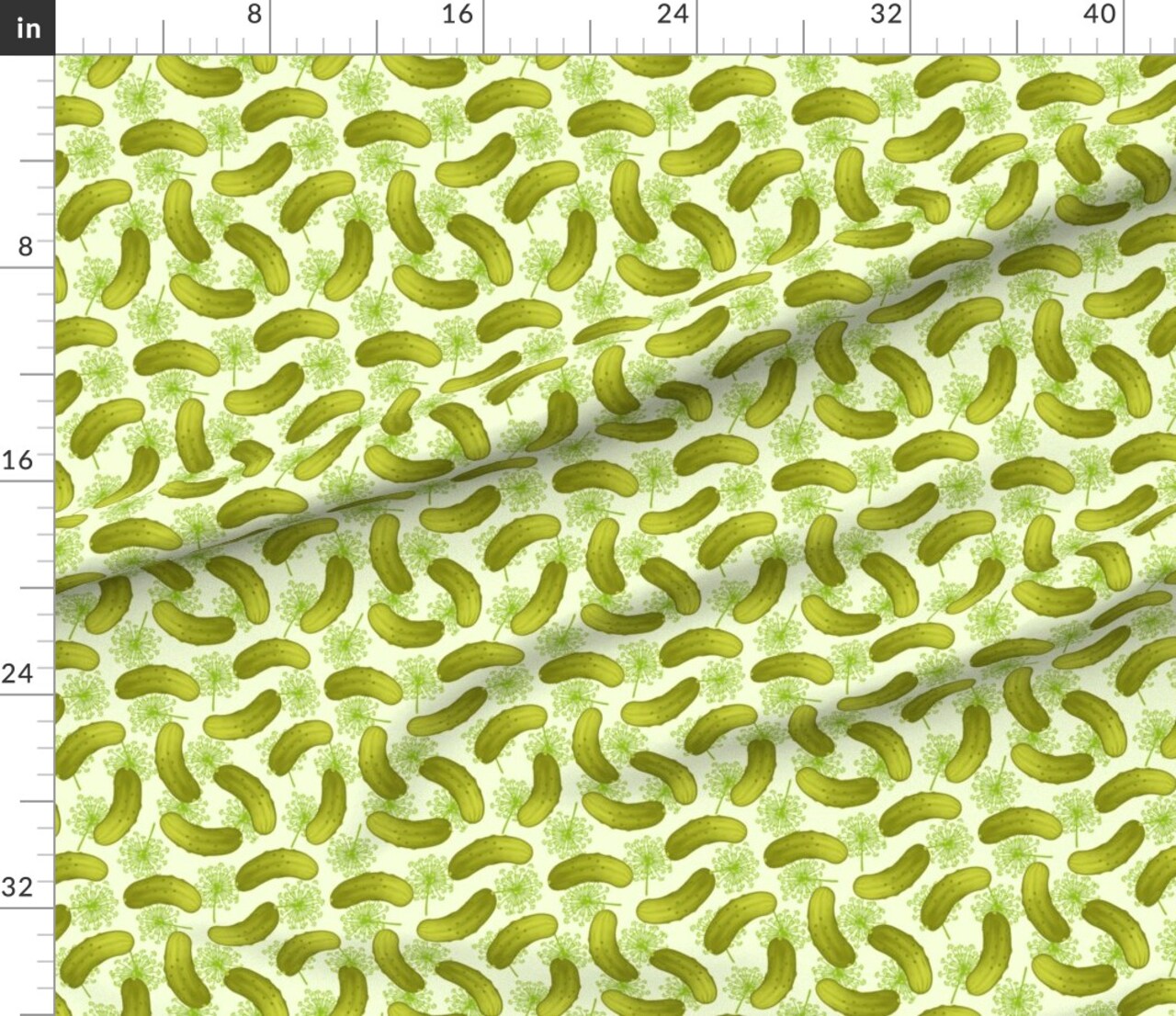 Pickles Pickle Green Pickled Cucumbers Herb Custom Printed Fabric by Spoonflower Various Fabrics by the Yard or Fat Quarter
